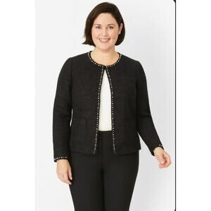 Talbots RSVP 16 Black Tweed Pearl Jacket Elegant Boucle Blazer Evening Topper